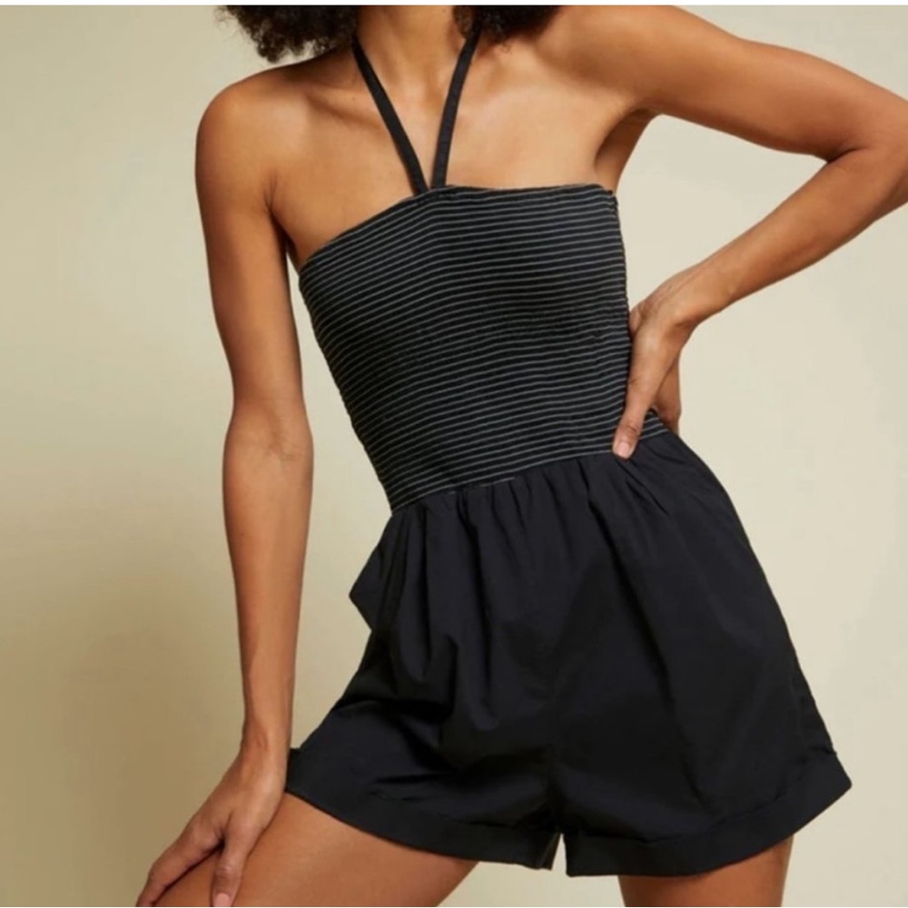 Nation Ltd Smocked Black Romper